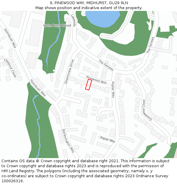 9, PINEWOOD WAY, MIDHURST, GU29 9LN: Location map and indicative extent of plot