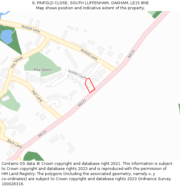 9, PINFOLD CLOSE, SOUTH LUFFENHAM, OAKHAM, LE15 8NE: Location map and indicative extent of plot