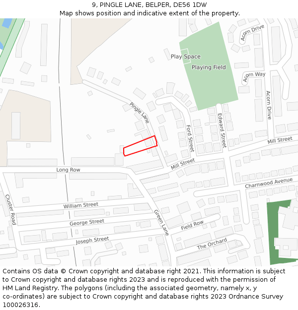 9, PINGLE LANE, BELPER, DE56 1DW: Location map and indicative extent of plot