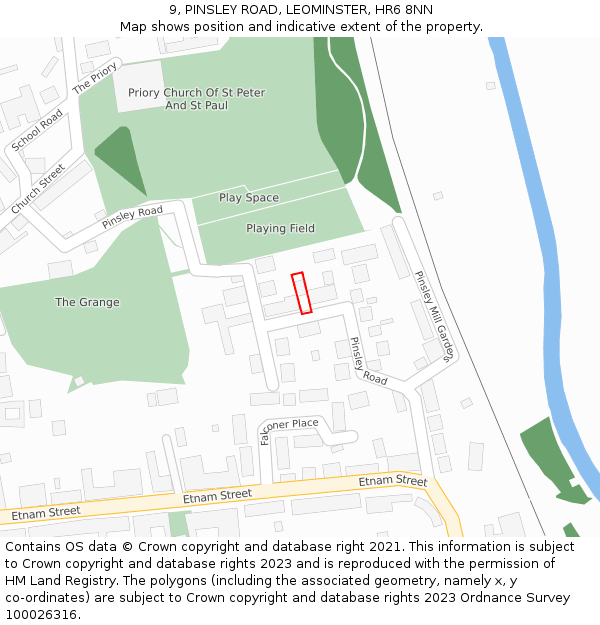 9, PINSLEY ROAD, LEOMINSTER, HR6 8NN: Location map and indicative extent of plot