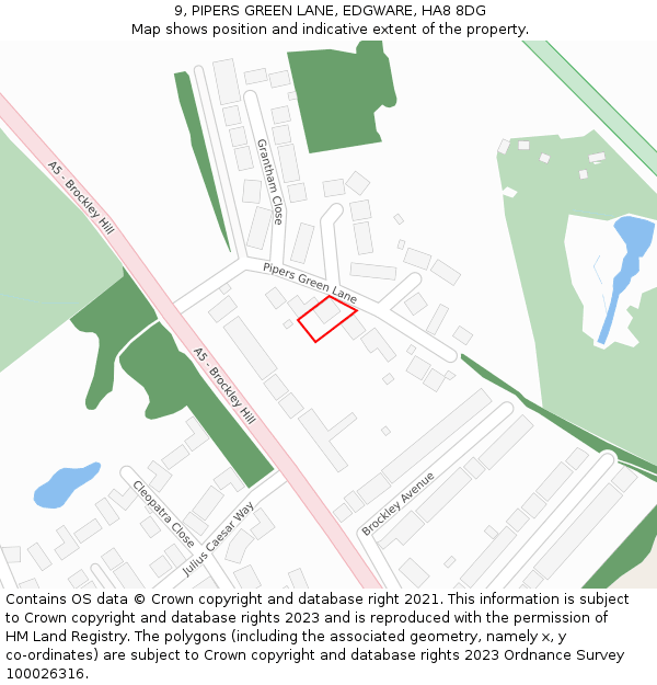 9, PIPERS GREEN LANE, EDGWARE, HA8 8DG: Location map and indicative extent of plot