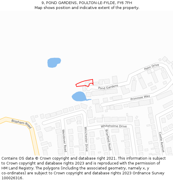 9, POND GARDENS, POULTON-LE-FYLDE, FY6 7FH: Location map and indicative extent of plot
