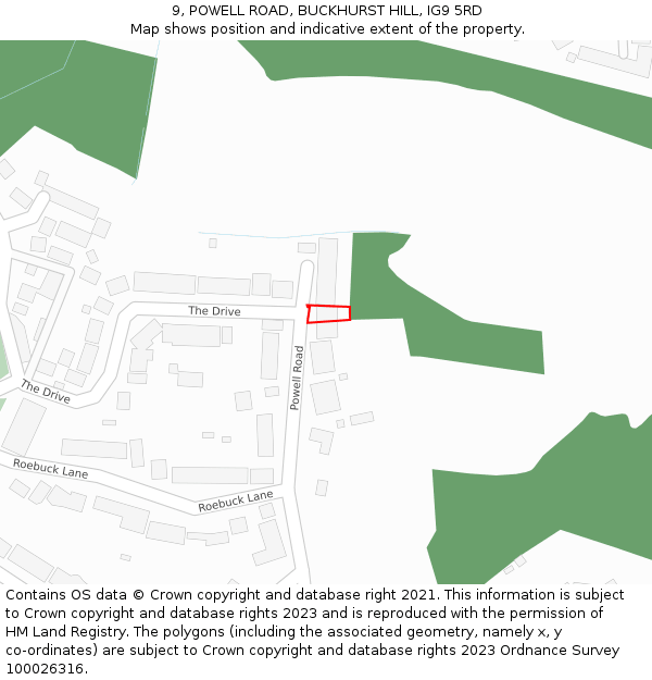 9, POWELL ROAD, BUCKHURST HILL, IG9 5RD: Location map and indicative extent of plot