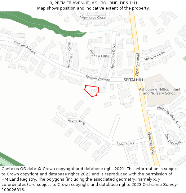 9, PREMIER AVENUE, ASHBOURNE, DE6 1LH: Location map and indicative extent of plot
