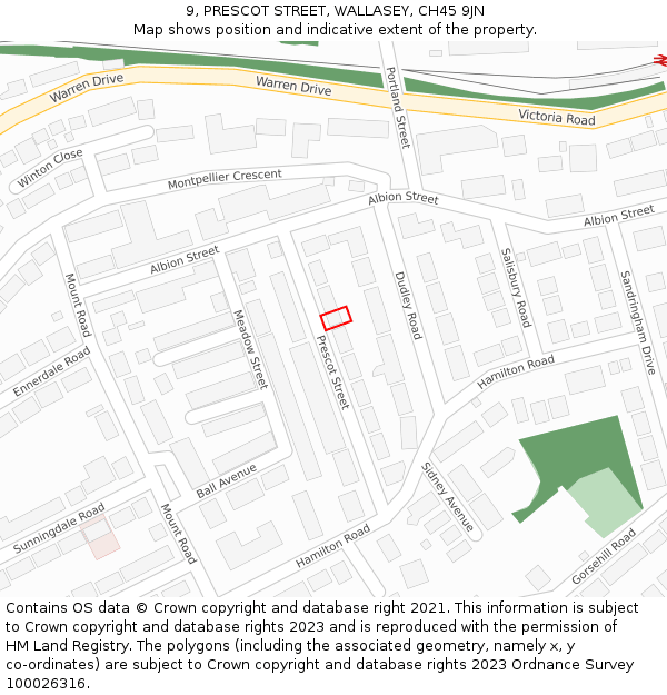 9, PRESCOT STREET, WALLASEY, CH45 9JN: Location map and indicative extent of plot