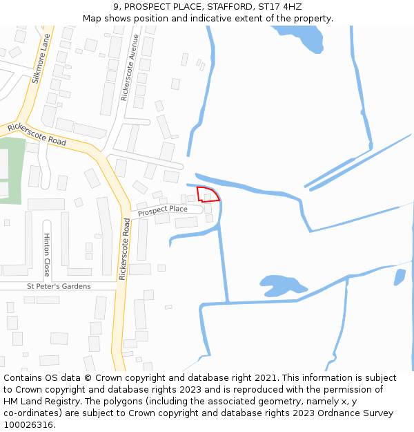 9, PROSPECT PLACE, STAFFORD, ST17 4HZ: Location map and indicative extent of plot