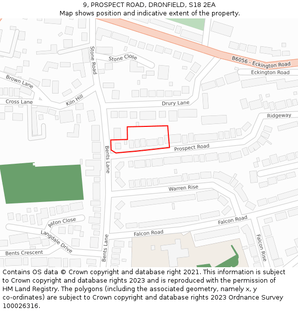 9, PROSPECT ROAD, DRONFIELD, S18 2EA: Location map and indicative extent of plot