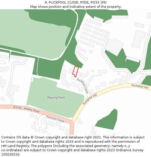 9, PUCKPOOL CLOSE, RYDE, PO33 1PD: Location map and indicative extent of plot