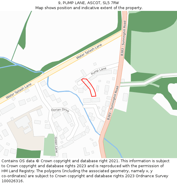 9, PUMP LANE, ASCOT, SL5 7RW: Location map and indicative extent of plot