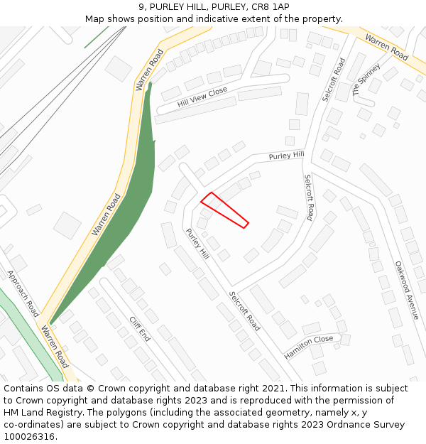 9, PURLEY HILL, PURLEY, CR8 1AP: Location map and indicative extent of plot
