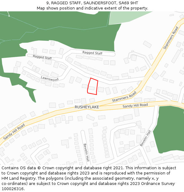 9, RAGGED STAFF, SAUNDERSFOOT, SA69 9HT: Location map and indicative extent of plot