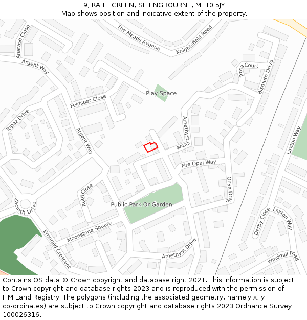 9, RAITE GREEN, SITTINGBOURNE, ME10 5JY: Location map and indicative extent of plot