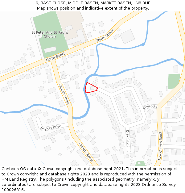 9, RASE CLOSE, MIDDLE RASEN, MARKET RASEN, LN8 3UF: Location map and indicative extent of plot