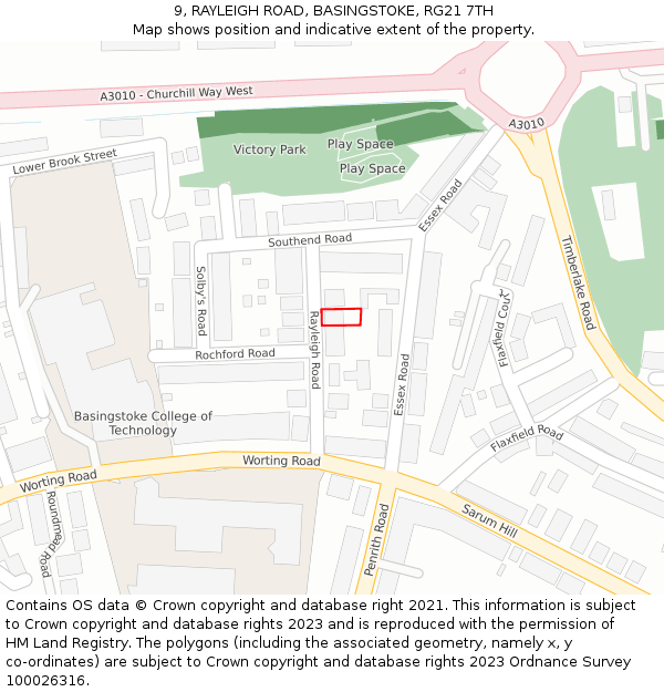 9, RAYLEIGH ROAD, BASINGSTOKE, RG21 7TH: Location map and indicative extent of plot