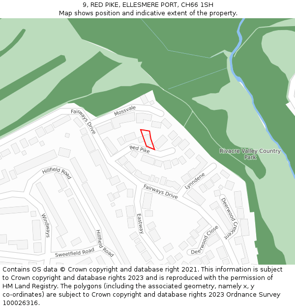 9, RED PIKE, ELLESMERE PORT, CH66 1SH: Location map and indicative extent of plot