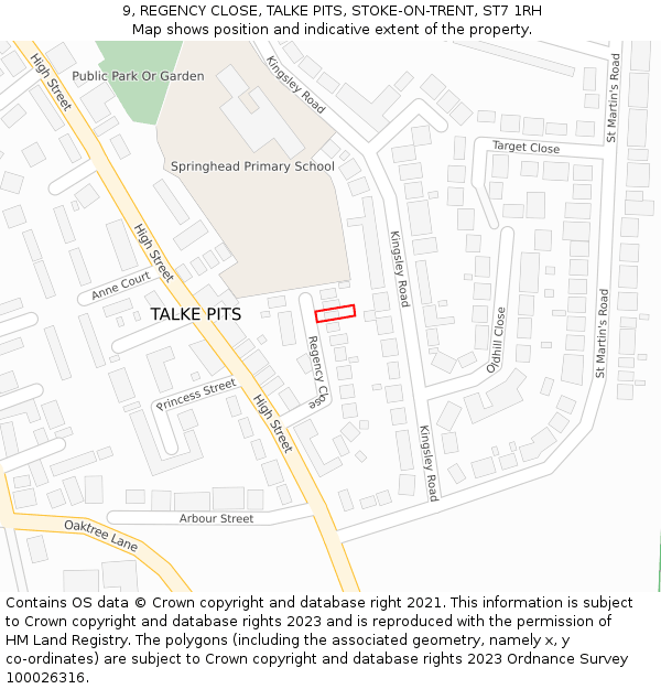 9, REGENCY CLOSE, TALKE PITS, STOKE-ON-TRENT, ST7 1RH: Location map and indicative extent of plot