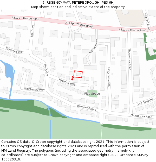 9, REGENCY WAY, PETERBOROUGH, PE3 6HJ: Location map and indicative extent of plot