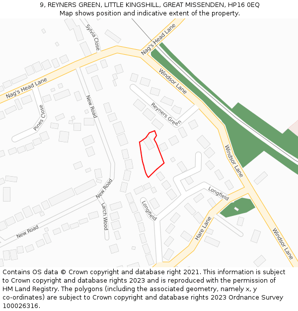 9, REYNERS GREEN, LITTLE KINGSHILL, GREAT MISSENDEN, HP16 0EQ: Location map and indicative extent of plot