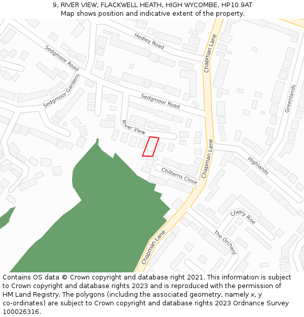 9, RIVER VIEW, FLACKWELL HEATH, HIGH WYCOMBE, HP10 9AT: Location map and indicative extent of plot