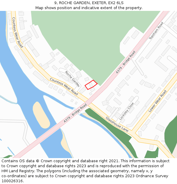 9, ROCHE GARDEN, EXETER, EX2 6LS: Location map and indicative extent of plot