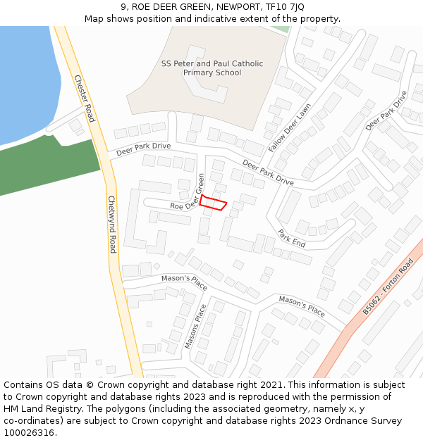 9, ROE DEER GREEN, NEWPORT, TF10 7JQ: Location map and indicative extent of plot