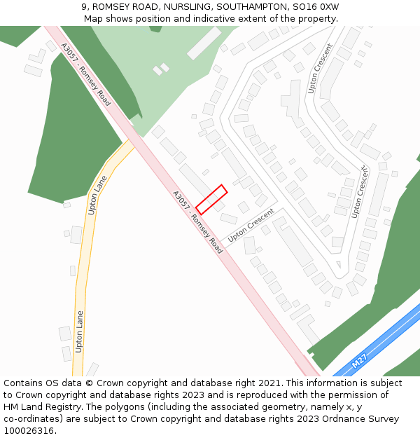 9, ROMSEY ROAD, NURSLING, SOUTHAMPTON, SO16 0XW: Location map and indicative extent of plot