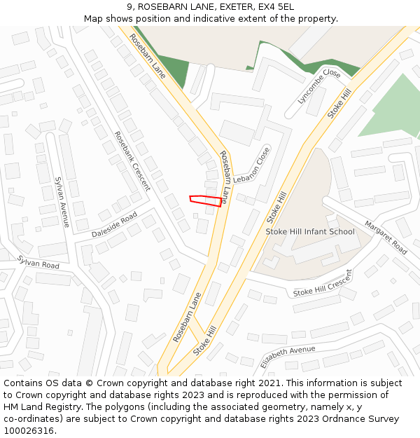 9, ROSEBARN LANE, EXETER, EX4 5EL: Location map and indicative extent of plot