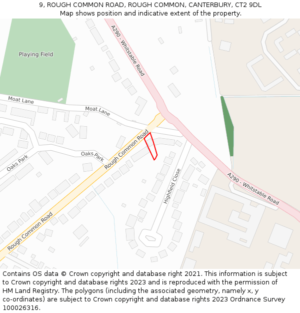 9, ROUGH COMMON ROAD, ROUGH COMMON, CANTERBURY, CT2 9DL: Location map and indicative extent of plot