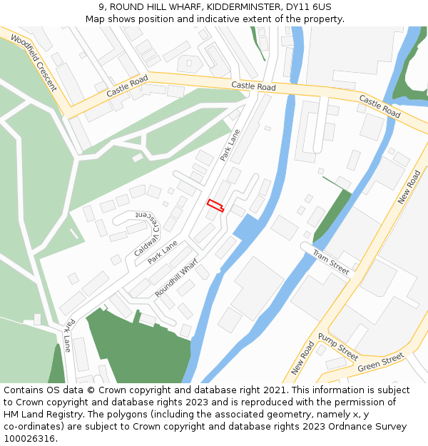 9, ROUND HILL WHARF, KIDDERMINSTER, DY11 6US: Location map and indicative extent of plot