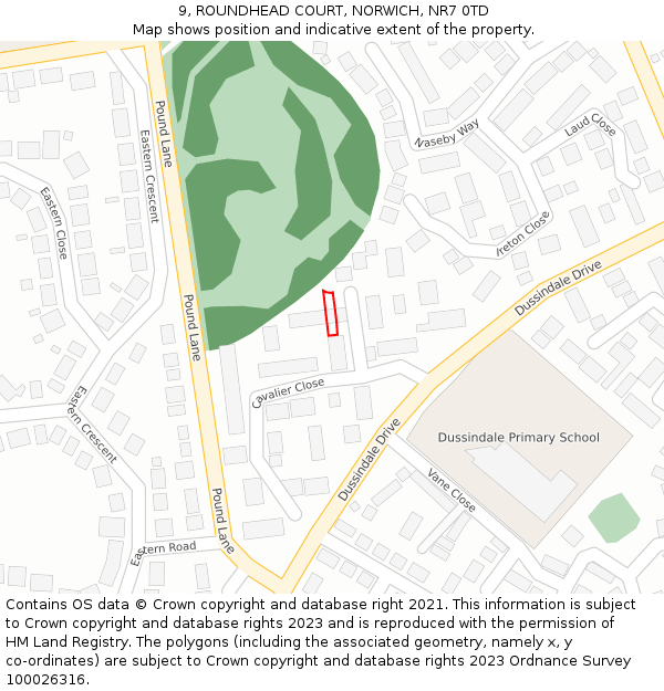 9, ROUNDHEAD COURT, NORWICH, NR7 0TD: Location map and indicative extent of plot