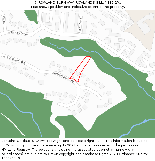 9, ROWLAND BURN WAY, ROWLANDS GILL, NE39 2PU: Location map and indicative extent of plot