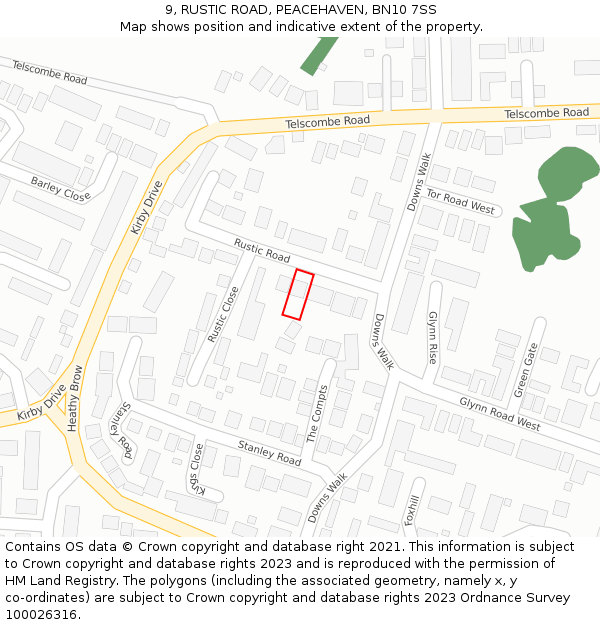 9, RUSTIC ROAD, PEACEHAVEN, BN10 7SS: Location map and indicative extent of plot