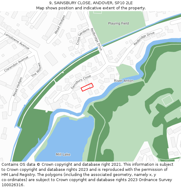 9, SAINSBURY CLOSE, ANDOVER, SP10 2LE: Location map and indicative extent of plot