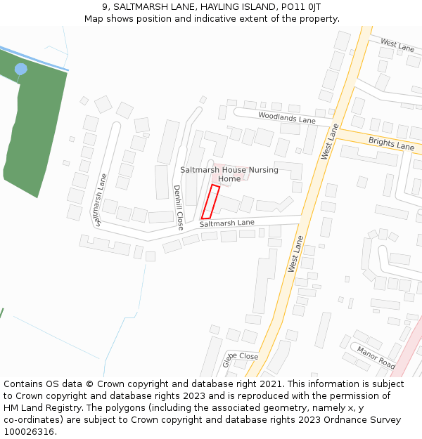 9, SALTMARSH LANE, HAYLING ISLAND, PO11 0JT: Location map and indicative extent of plot