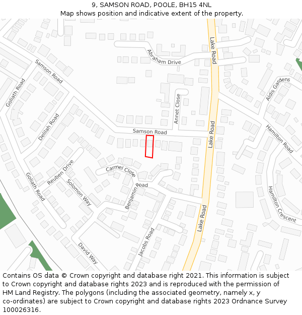 9, SAMSON ROAD, POOLE, BH15 4NL: Location map and indicative extent of plot