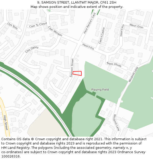 9, SAMSON STREET, LLANTWIT MAJOR, CF61 2SH: Location map and indicative extent of plot