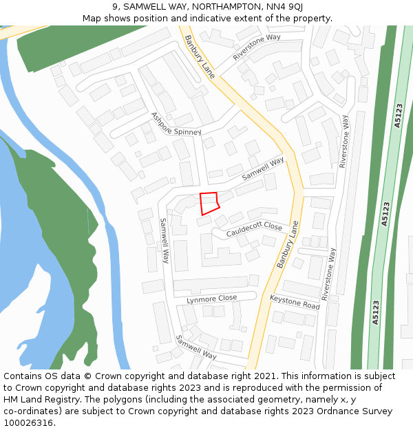 9, SAMWELL WAY, NORTHAMPTON, NN4 9QJ: Location map and indicative extent of plot