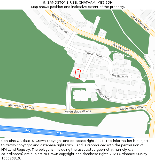 9, SANDSTONE RISE, CHATHAM, ME5 9DH: Location map and indicative extent of plot