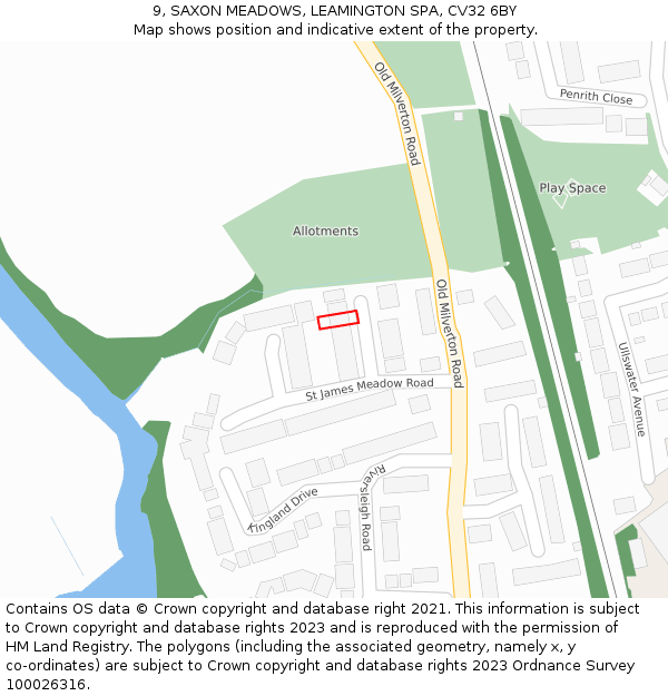 9, SAXON MEADOWS, LEAMINGTON SPA, CV32 6BY: Location map and indicative extent of plot