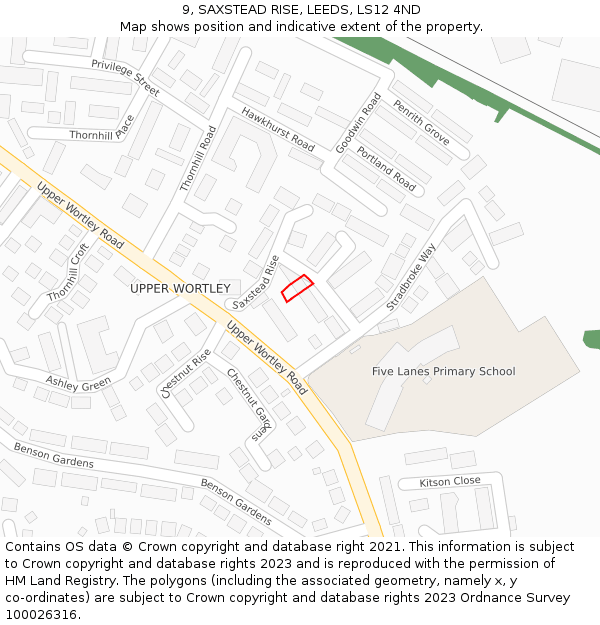 9, SAXSTEAD RISE, LEEDS, LS12 4ND: Location map and indicative extent of plot
