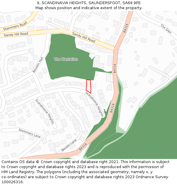 9, SCANDINAVIA HEIGHTS, SAUNDERSFOOT, SA69 9PE: Location map and indicative extent of plot