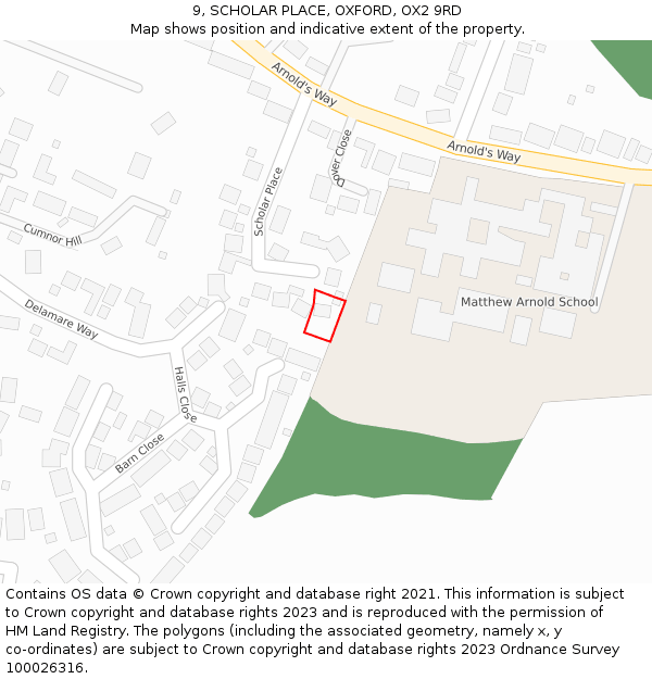 9, SCHOLAR PLACE, OXFORD, OX2 9RD: Location map and indicative extent of plot