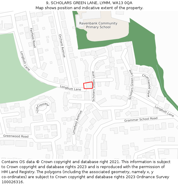 9, SCHOLARS GREEN LANE, LYMM, WA13 0QA: Location map and indicative extent of plot