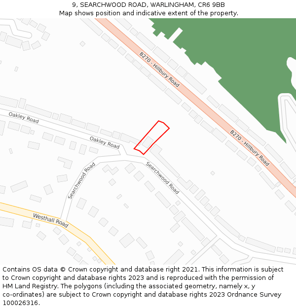9, SEARCHWOOD ROAD, WARLINGHAM, CR6 9BB: Location map and indicative extent of plot