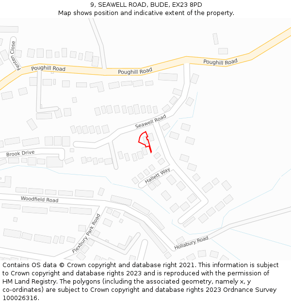 9, SEAWELL ROAD, BUDE, EX23 8PD: Location map and indicative extent of plot