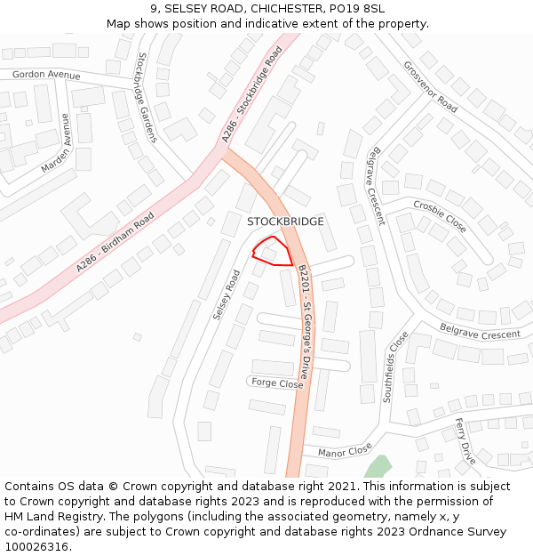 9, SELSEY ROAD, CHICHESTER, PO19 8SL: Location map and indicative extent of plot