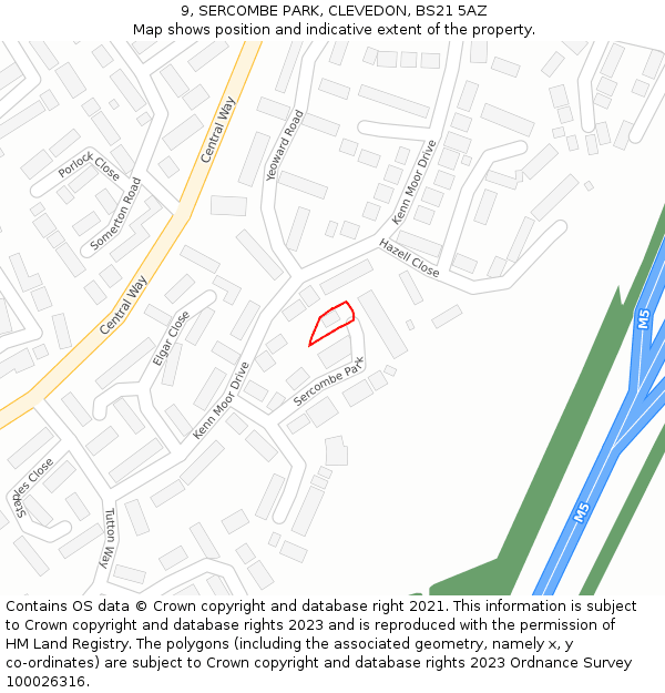 9, SERCOMBE PARK, CLEVEDON, BS21 5AZ: Location map and indicative extent of plot