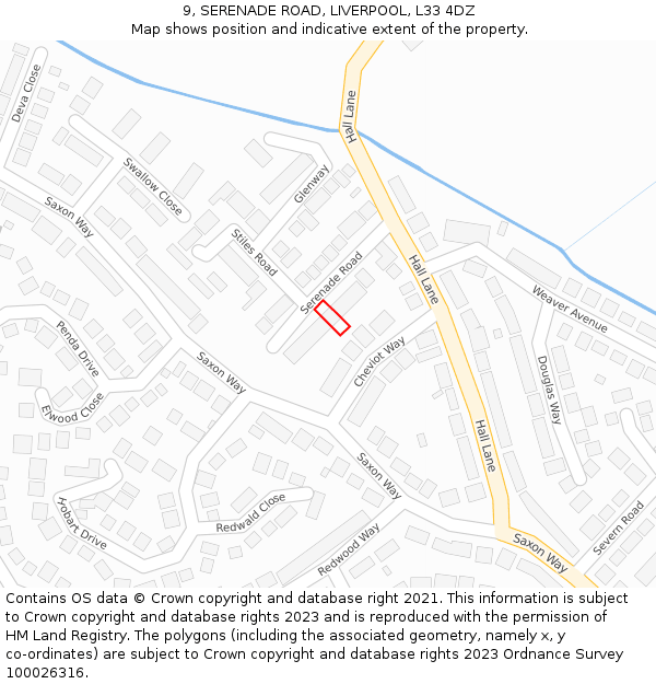 9, SERENADE ROAD, LIVERPOOL, L33 4DZ: Location map and indicative extent of plot