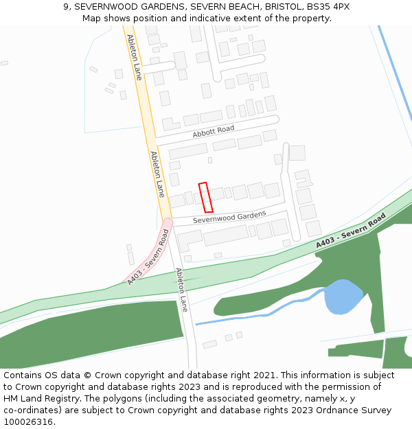 9, SEVERNWOOD GARDENS, SEVERN BEACH, BRISTOL, BS35 4PX: Location map and indicative extent of plot