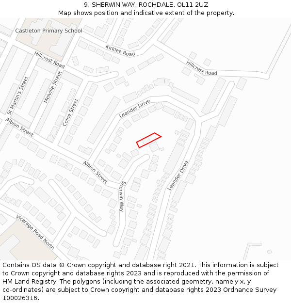 9, SHERWIN WAY, ROCHDALE, OL11 2UZ: Location map and indicative extent of plot